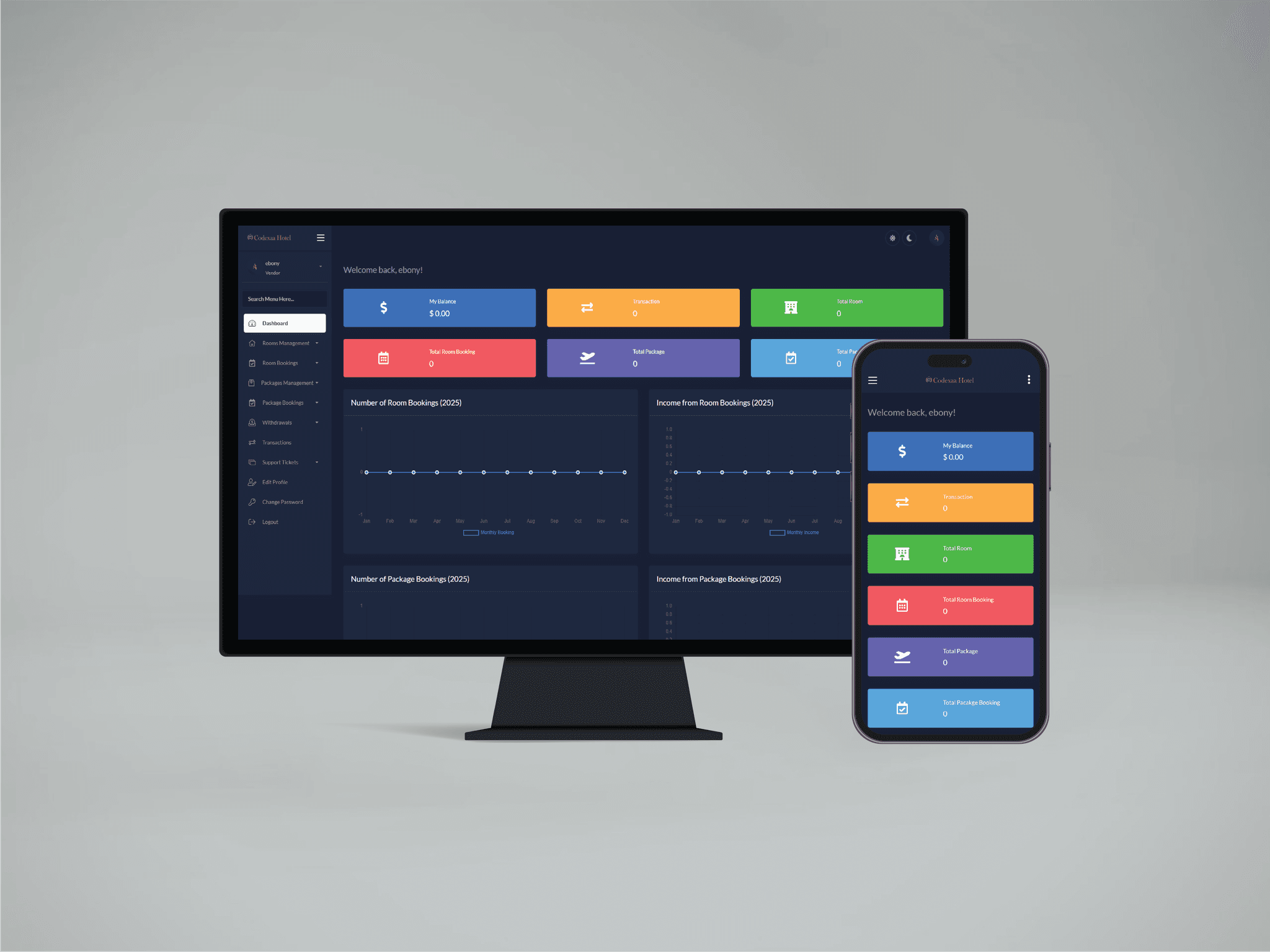 Room booking page with calendar and room images