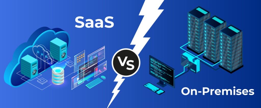 Split view of SaaS dashboard and on-premises server interface with secure settings
